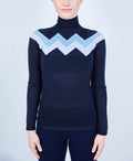 CHEVRON MERINO MOCK NECK SWEATER