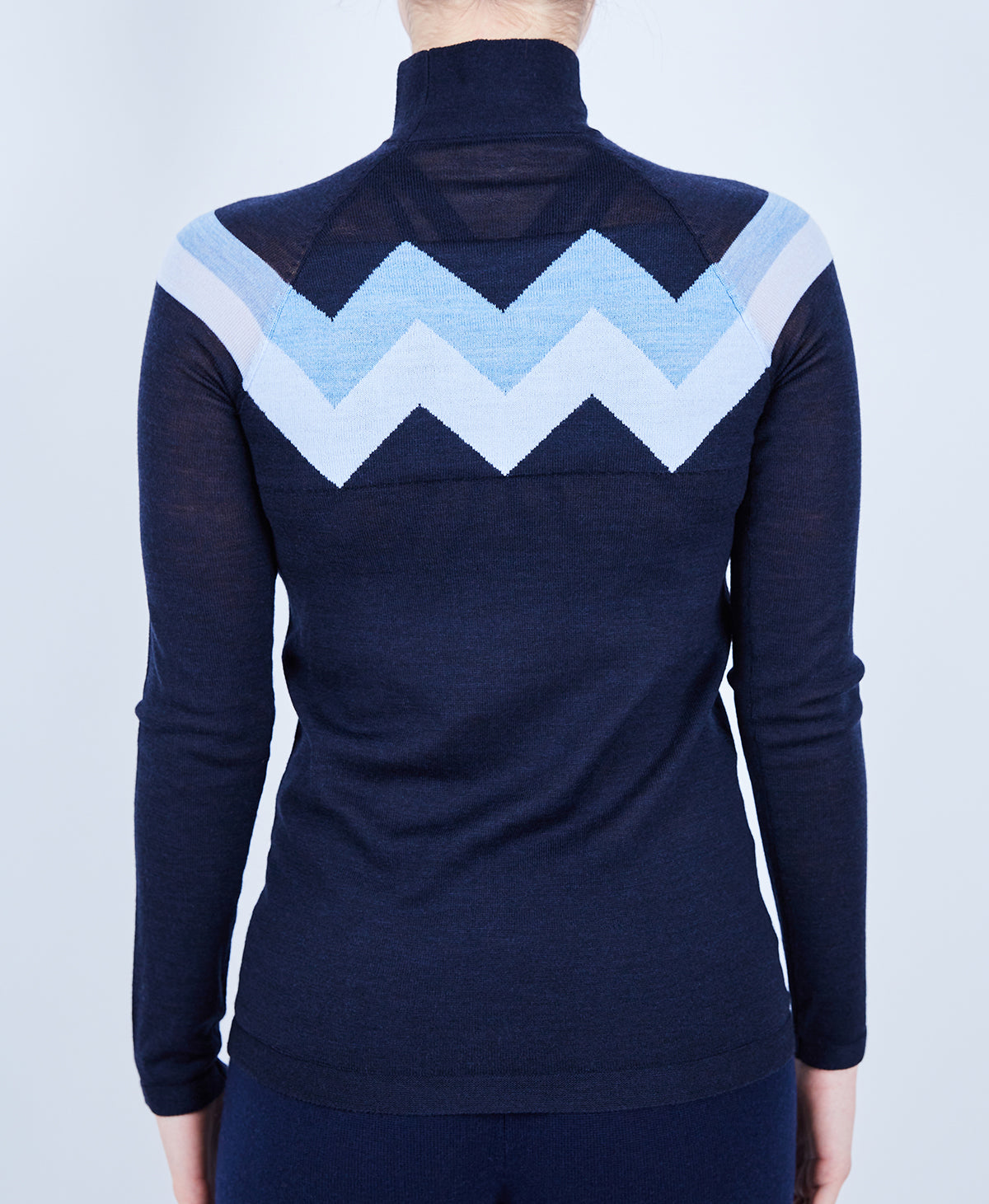 CHEVRON MERINO MOCK NECK SWEATER