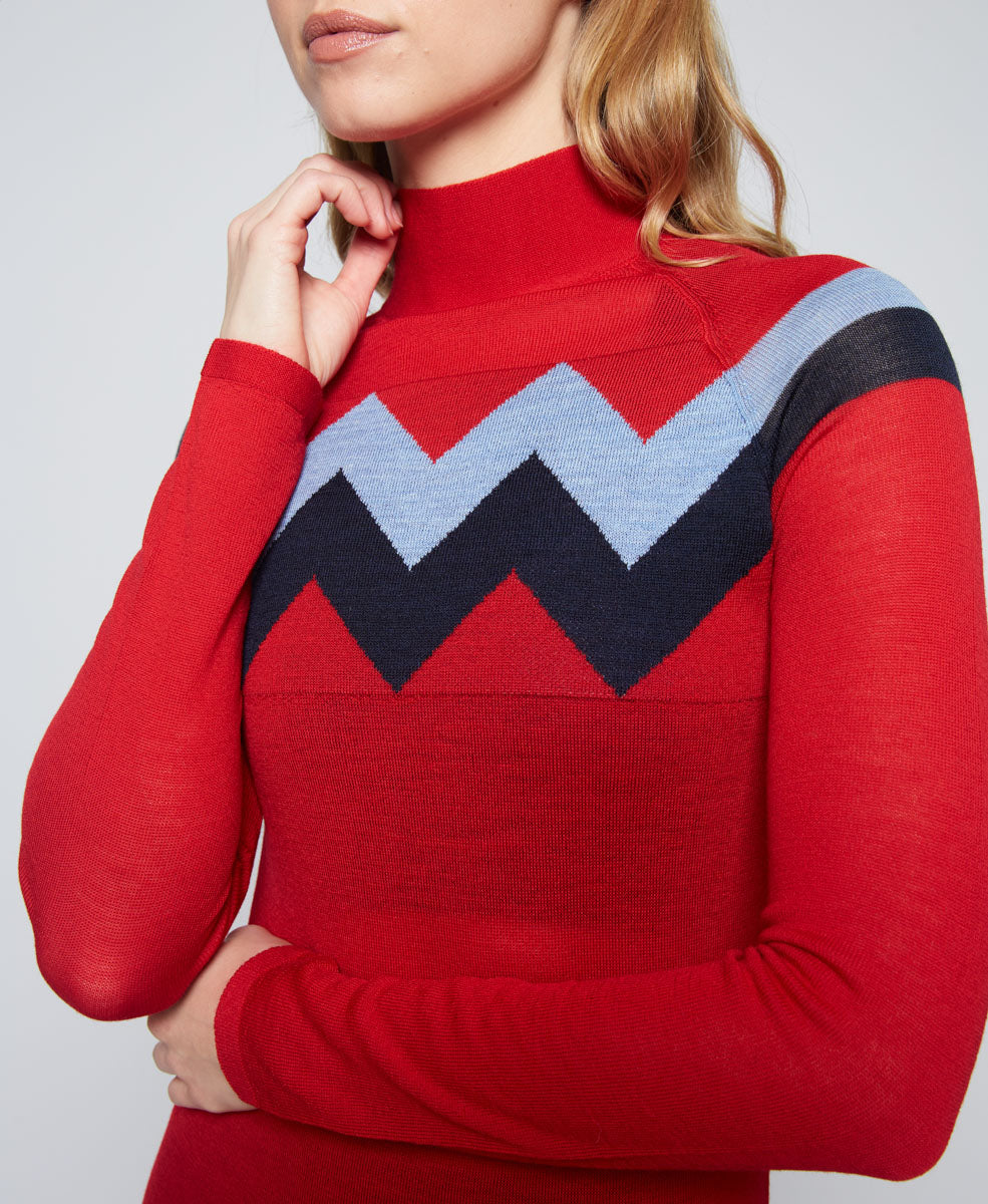 CHEVRON MOCK NECK SWEATER
